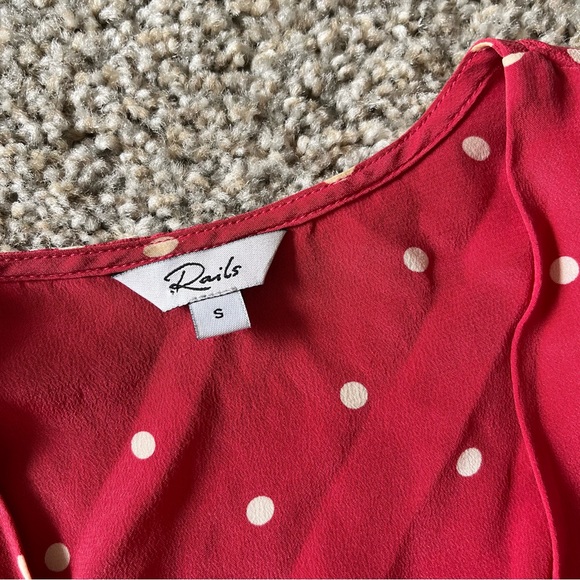 Rails Leanne Raspberry Cream Polka Dot Silk Wrap Dress - Picture 3 of 7